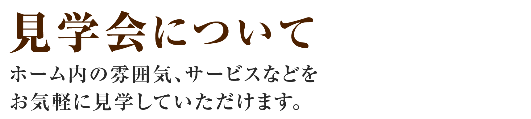 【見学会について】ホームの雰囲気、サービスなどをお気軽に見学していただけます。
